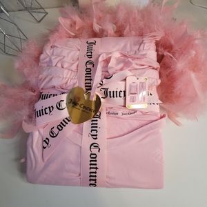 Juicy Couture size large pink 3 Piece Velvet Jogger Pajama GiftSet Sleepwear